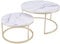 Huuryoudo Couch Tisch, Couchtisch 2er Set Rund Tisch Wohnzimmer Rund mit Metallgestell Beistelltisch Weiss Modern Satztische fürs Wohnzimmer, Weiß Gold Marmor Optik