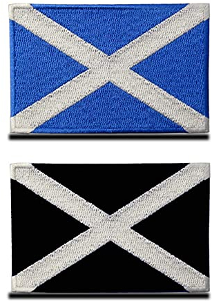 Zcketo United Kingdom Scotland Scottish Patch Hook and Loop Embroidered National Emblem Patch for Football Work Team Clothes Jersey Backpack Caps Travel Tactical -2 Pack Black & Blue
