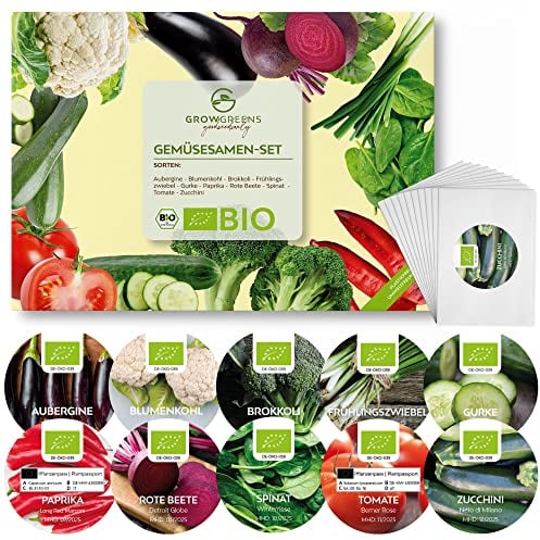 BIO Kit di sementi orto con 10 varietà di verdure - semi orto da coltivazione biologica ideale per terrazza, balcone e giardino