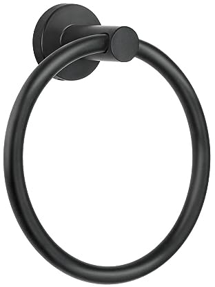 Schwarzer Handtuchring, Handtuchhalter für Badezimmer, Wandmontage, Badezimmer-Handtuchhalter, Badezimmer-Zubehör, einfacher runder Handtuchhalter SUS 304 Edelstahl (schwarz)