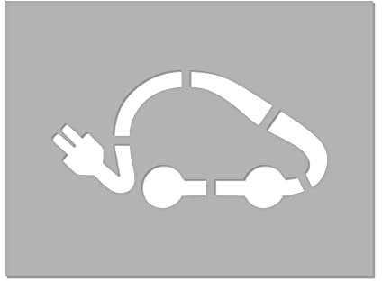 Signaletique.biz Pochoir Voiture Électrique en PVC 5 mm pour Marquage au Sol, 400 x 300 mm avec Pictogramme 300 x 150 mm