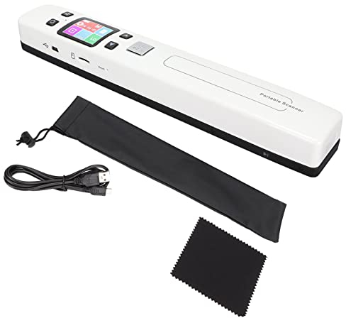 Zunate Tragbarer Scanner, Kompakter Mobiler Dokumentenscanner, 300/600/1050 DPI Dokumenten-Bild-Text-Fotoscanner, JPEG PDF Format, OCR Software, für Fotoskriptdokumente(Weiß)