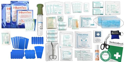 Erste Hilfe SET GASTRO für Betriebe nach aktueller DIN/EN 13157 PLUS 3 INKL. Augenspülung + Kühlgel + detektierbare Pflaster + Hydrogelverbände + SPRÜHPFLASTER