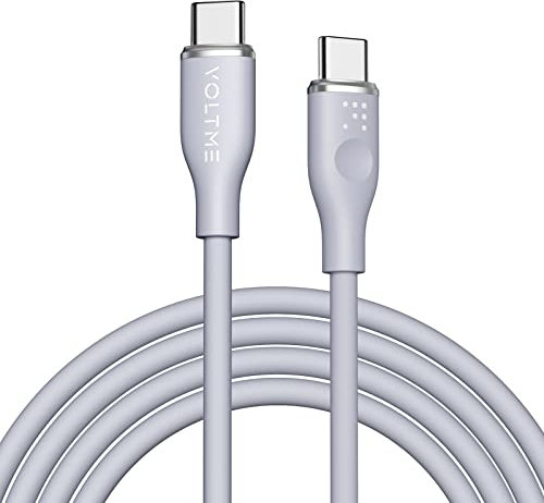 VOLTME Cable USB C a USB C 60W, Cable USB Tipo C(6ft/1,8m), Cable USB C Carga Rápida para iPad Mini 6, iPad Pro 2020, iPad Air 4, MacBook Pro 2020, Galaxy S21, Switch, Pixel, LG, Grey