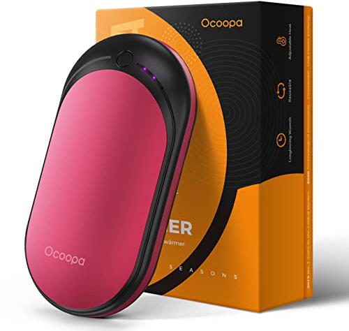 OCOOPA Handwärmer,EIN/doppelseitige Heizung 5 Stufen und bis zu 10 Stunden Wärme,5200 mAh elektrische tragbare Taschenwärmer, ideal für den Außenbereich, Geschenke, die wärmen-rot
