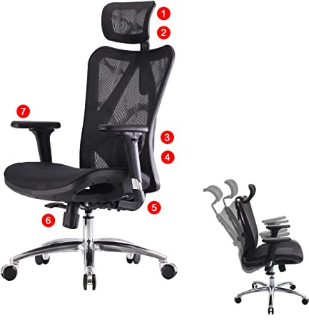 Mendler Bürostuhl HWC-J87 ergonomisch - Bezug schwarz, Gestell schwarz | Schreibtischstuhl, verstellbare Armlehne, 150kg belastbar