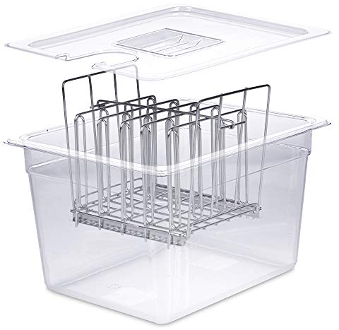 VÄESKE Recipiente Sous Vide con Tapa y Rejilla | Previene Flotación | Cocina a la perfección | Compatible con la Mayoría de los Roner Sous Vide (11 L)