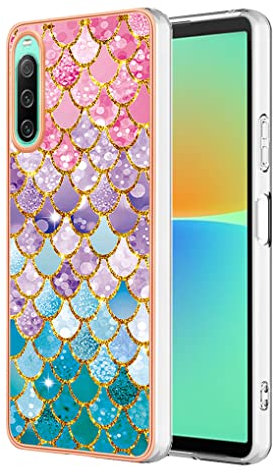 SEAHAI Hülle für Sony Xperia 10 IV, Bunte Muster Ultra Dünn Glänzend Weich Silikon TPU Stoßfest Handyhülle Cover Flexibel Handytasche Schutzhülle - Farbe Squama