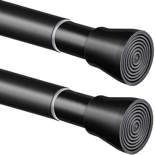 2 Stücks Gardinenstange ohne Bohren Duschstange Ausziehbare Teleskopstange für Fenster, Kleiderschrank, Badezimmer, 50-80cm(Schwarz)