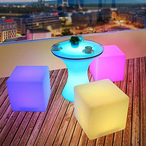 SanBouSi 16 Inch Rechargeable LED Color Changing Cube Chair Light, Waterproof RGB Color Changing LED Light Cube Seat Stool Side Table w/Remote for Party Mood Lamp Night Romantic Decorative Lighting