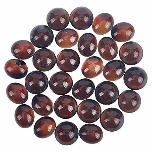 SUNNYCLUE 1 Box 30Pcs Glass Cabochons 12mm Round Flat Back Cabochons Oval Mood Charms Changing Color by Temperature Sensing Dome Flatbacks for jewellery Making No Hole Beads Earring Finger Rings Craft