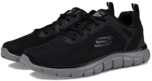 Skechers Track Broader, Zapatillas de Deporte Hombre, Black Mesh Pu Charcoal Trim, 41 EU