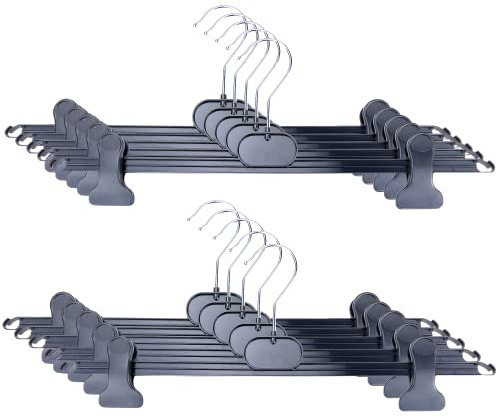 30er Set Hosenbügel Klemmbügel zum Klemmen - ausziehbar & rutschfest - für Hosen, Röcke - Schwarz