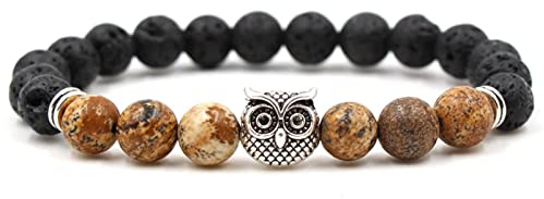 Musihy Onyx Armband, Bead Armband Damen Eulen Armband Damen Armbänder Perlen Umfang 19CM