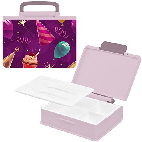 Mnsruu Purple Cakes Bento Box Lunchbox 1000 ml Auslaufsichere Lunchbox rosa Lunchbehälter für Arbeit/Schule/Picknick