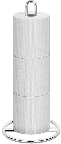 Toilet Roll Holder Free Standing, OBODING, Silver Toilet Paper Holder Stand for Storing 3 Rolls of Toilet Papers (Silver)