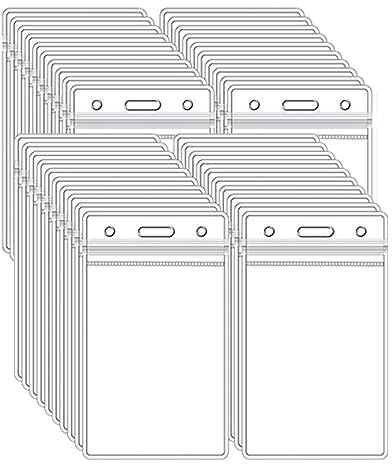 CAASFOOY 50 Pezzi Porta Badge Verticale in Plastica, Porta Tessere per Carta di Identificazione, Credito e Biglietti da Visita