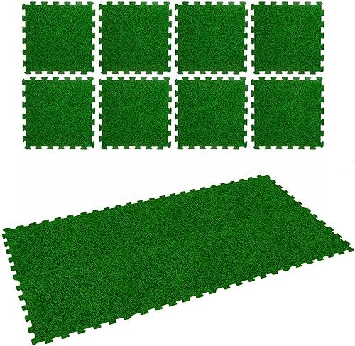 Set di 8 Piastrelle Prato 3D Antiscivolo 50x50 cm con Aggancio Rapido - Perfette per Giardini, Piscine e Spazi Esterni
