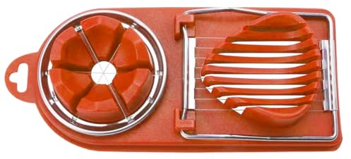 KXUSW 2 in 1 Taglia Uova Sode-Taglia Uovo Sodo-Affettatrici Professionali-Affettatrice per Uova- Affettatrice per Uova in Rete Metallica ad Alta Efficienza - Lavabile in Lavastoviglie (Rosso