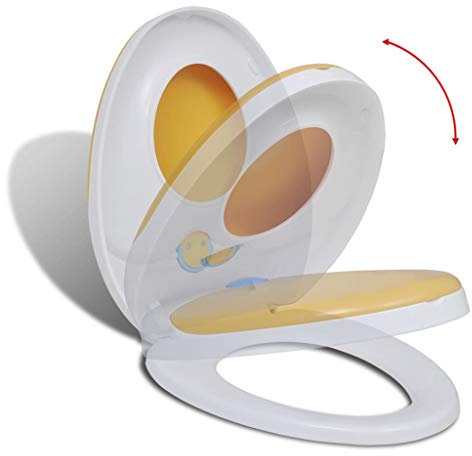 Abattant WC, Lunette de Toilette Cuvette Toilette Siège de toilette à fermeture en douceur Blanc et jaune