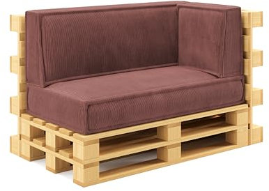 chilly pilley® Palettenkissen Palettenauflagen aus Cord für EU-Paletten - Abnehmbarer Bezug - Sitzkissen - Rückenlehnenkissen viele Farben (3er Set, Dunkelrosa)