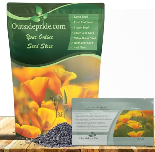 Outsidepride Eschscholzia Orange California Poppy Seeds - 5 lbs. Annual, Native, Drought Tolerant Wildflower Seeds w/Vibrant Blooms for Full Sun & Drought-Tolerant Pollinator-Friendly Gardens