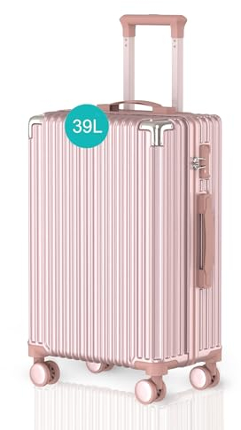 Voyagoux Bagages Cabine - 39L, Petite Valise, Valise Rigide, Valises avec Serrure TSA, ABS, 4X 360° Roue, Suitcase, Robuste et léger Suitcase, 57x35x24, Roségold