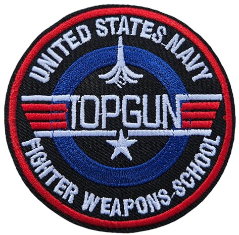 Fat-catz-copy-catz U.S. Air Forces Top Gun TopGun Embroidered Patch Badge Iron or Sew on Patch 7.5cm Diameter