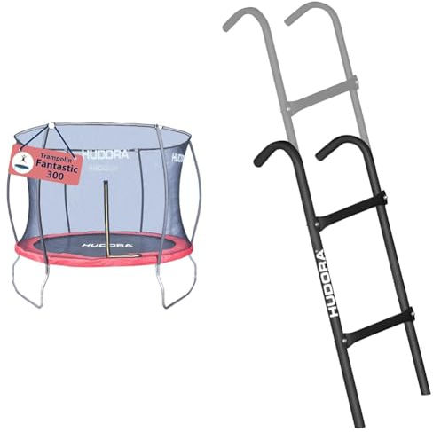 HUDORA Trampolin Fantastic in versch. Größen - Gartentrampolin mit Sicherheitsnetz & Leiter für Trampoline