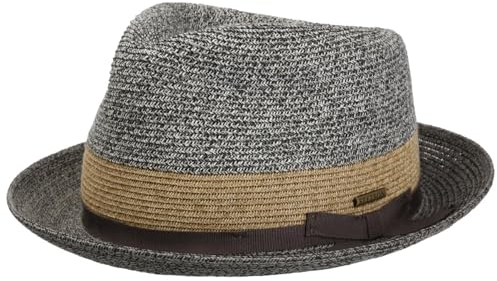Stetson Contrast Brim Player Toyo Strohhut Zweifarbiger Hut Moderne Diamond-Krone UV-Schutz 40+ Damen Herren Frühjahr Sommer braun XL (60-61 cm)
