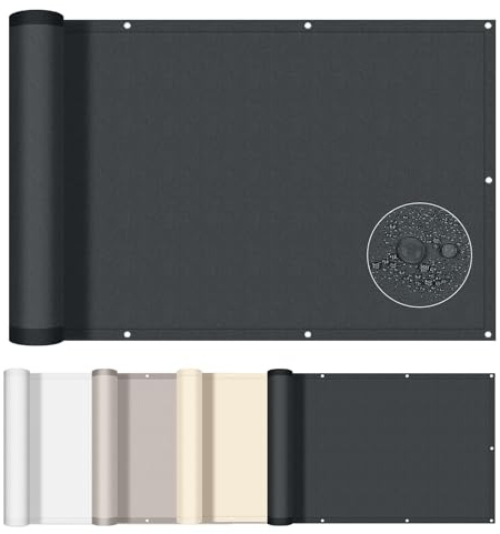 AXT SHADE Balkon Sichtschutz Wetterfest 85x800cm Balkonverkleidung Balkonabdeckung Balkonbespannung Blickdichte UV-Schutz und Windschutz mit Kabelbinder für Balkongeländer-Dunkler Anthrazit