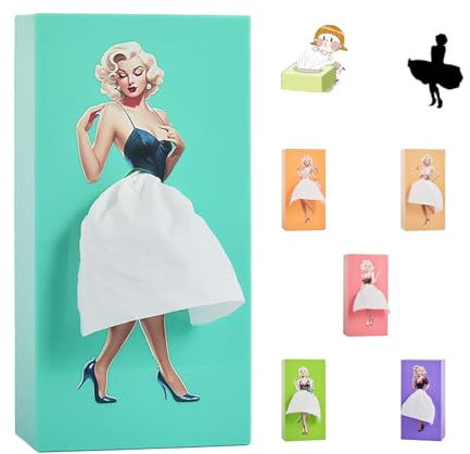 SENIURIS Schöne Taschentuchbox mit langem Rock für Mädchen, kreative Cartoon-Tücherabdeckung, Papierspender für Zuhause, Büro und Auto (grünlich-blau)