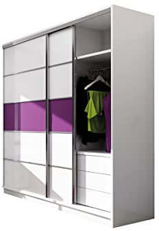 AGMAT-FURNITURE Schwebetürenschrank Albi, 2 Türen Kleiderschrank, Moderne Garderobe, Schrank in Größe: 226 x 220 x 64 cm