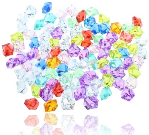 Cozevdnt Edelsteine Für Kinder Diamanten Deko, 100 Stück Diamant Edelstein Spielzeug Acryl Farbedelstein Set, Bunt Acryl Kristallsteine für Hochzeiten,Tischdekorationen, Kunsthandwerke Deko