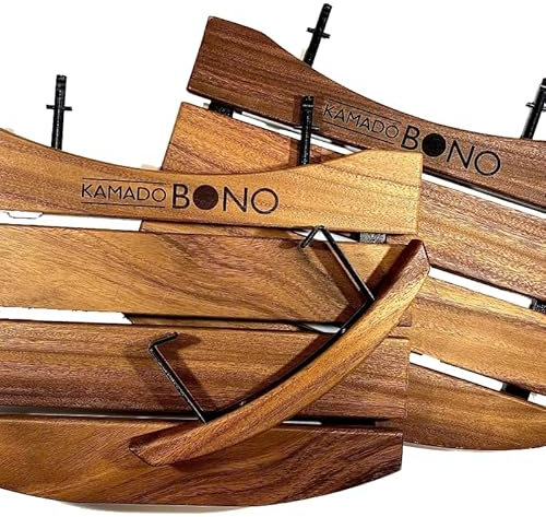 KAMADO BONO - Set Ripiani Laterali e Maniglie in Teak per Barbecue, Compatibile con Dispositivo Kamado Bono Media, Resistente alle Intemperie, Materiale di Qualità, Facile Pulizia