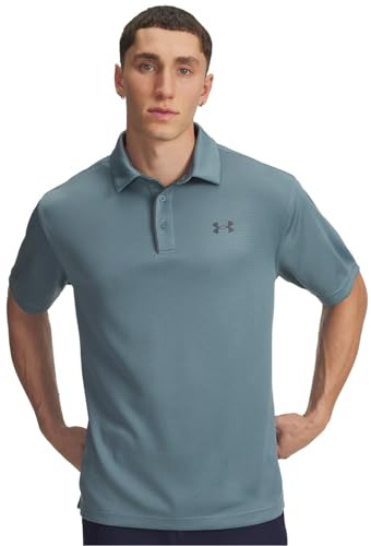 Under Armour Herren Tech Polo, atmungsaktives Sportshirt mit kurzem Arm, leichtes Poloshirt zum Golfen,Jasper Blue / / Pitch Gray,LG