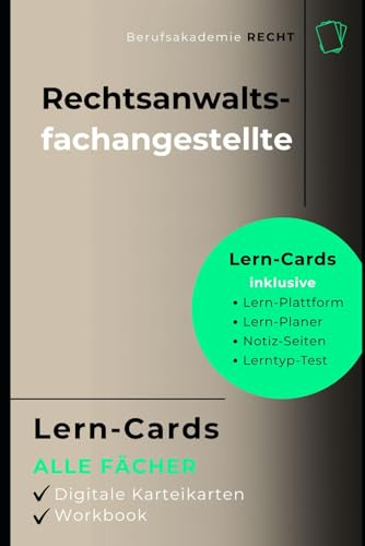 1250 Karteikarten für Rechtsanwaltsfachangestellte⚖️ALLE FÄCHER (PAKET-PREIS): ✅Digitale Karteikarten ✅ ALLE Fächer ✅ Täglich NUR 5 Minuten üben✅ ... für Rechtsanwaltsfachangestellte