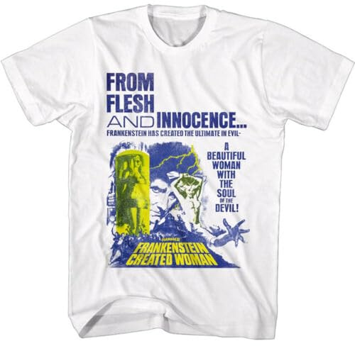 Frankenstein Woman from Flesh Men's T-Shirt 60s Hammer Horror Movie Ultimate WhiteM
