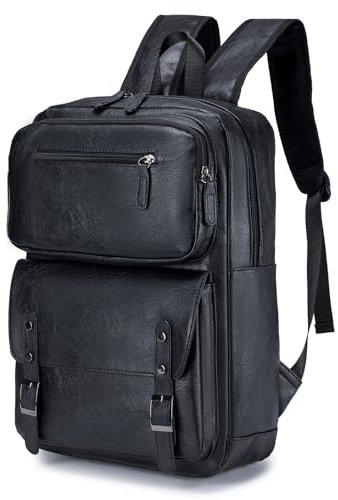 YOODI Lederrucksack 40x30x15 British Airways Wizzair Eurowings Handgepäck Flugzeug Wasserdicht Reiserucksack 15,6 Zoll Laptop Rucksack PU Leder Elegant Travel Backpack Fur Damen Herren