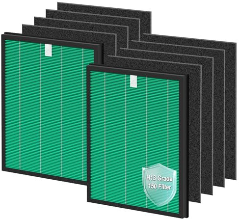 150 Filter Ersatz für Coway Airmega 150 Air Puri-Fier, 2 Pack Green True HEPA & 8 Pack Aktivkohlefilter, für AP-1019C-FP