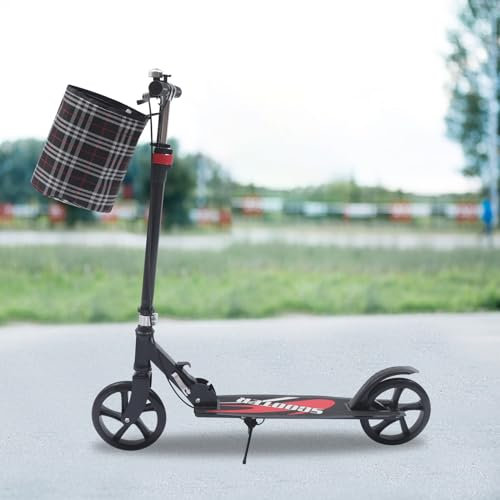 Cityroller Erwachsene, Klappbar Scooter 200mm Tragfähigkeit 150kg Tretroller mit Korb und Handbremse für Erwachsene und Kinde