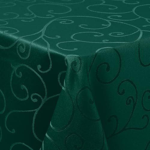 Homaxy Tischdecke Abwaschbar Rechteckig 100x140cm Polyester Tischtuch Tafeldecke Jacquard Tischwäsche Ornamente Schmutzabweisend Pflegeleicht, Dunkelgrün