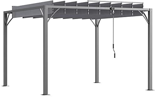 Outsunny Pergola 3 x 3 m bioclimatique pergola avec Lames orientables Style Contemporain UV 50+ Structure Aluminium - Gris