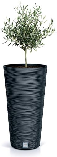 EDANTI Pot de fleurs haut - Grand pot de fleurs - Pour l'intérieur et l'extérieur - Pour fleurs, jardin, balcon, terrasse, maison - Anthracite - 25 cm