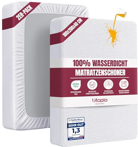 Wasserdichter Matratzenschoner 180 x 200 x 40cm, matratzenschutz (2er Pack)