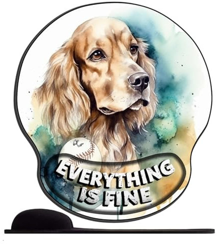 Mauspad mit Handauflage Cocker Spaniel und EIN Baseball (2) Mousepad Ergonomische Gelkissen Mouse Mat Katze Handgelenkauflage für Alle Maus Offfice Heim Computer Laptop