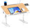 Huracan Plateau de Lits Pliable, Table Lit pour Ordinateur Portable, Réglable en Hauteur et Angle, Inclinable Support pc Portable Lit avec Tiroir/Lampe LED, Table pour Canapé/Sol (60x34cm, Noyer)