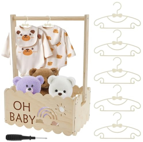 Holz Babyparty Kiste,Babyparty Geschenk mit Griff,Baby Geschenk Korb,Dekorativen Babypartykorb,Holzkiste für Babyparty,Baby Aufbewahrungskiste,Pregnancy Gifts for New Parents (B)