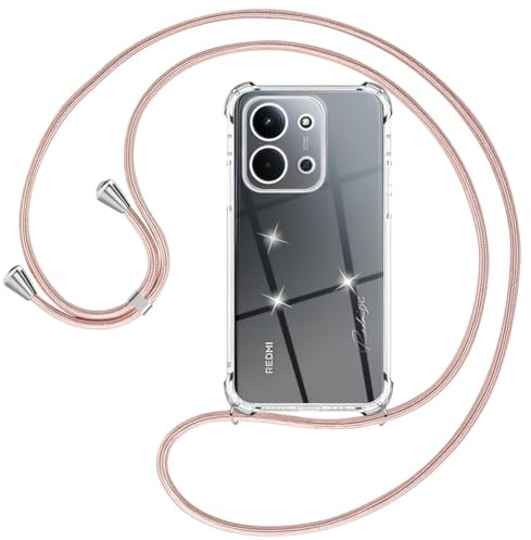 Ptny Coque pour Xiaomi Redmi 15C Coque avec Cordon, étui en TPU Silicone Transparent avec Réglable Téléphone lanière pour Xiaomi Redmi 15C Case