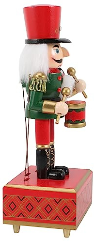 UKCOCO European Style Nutcracker Music Box Xmas Gift Decoration for Desk Table Bookshelf and Green Drummer Figurine for Christmas and Year Celebration